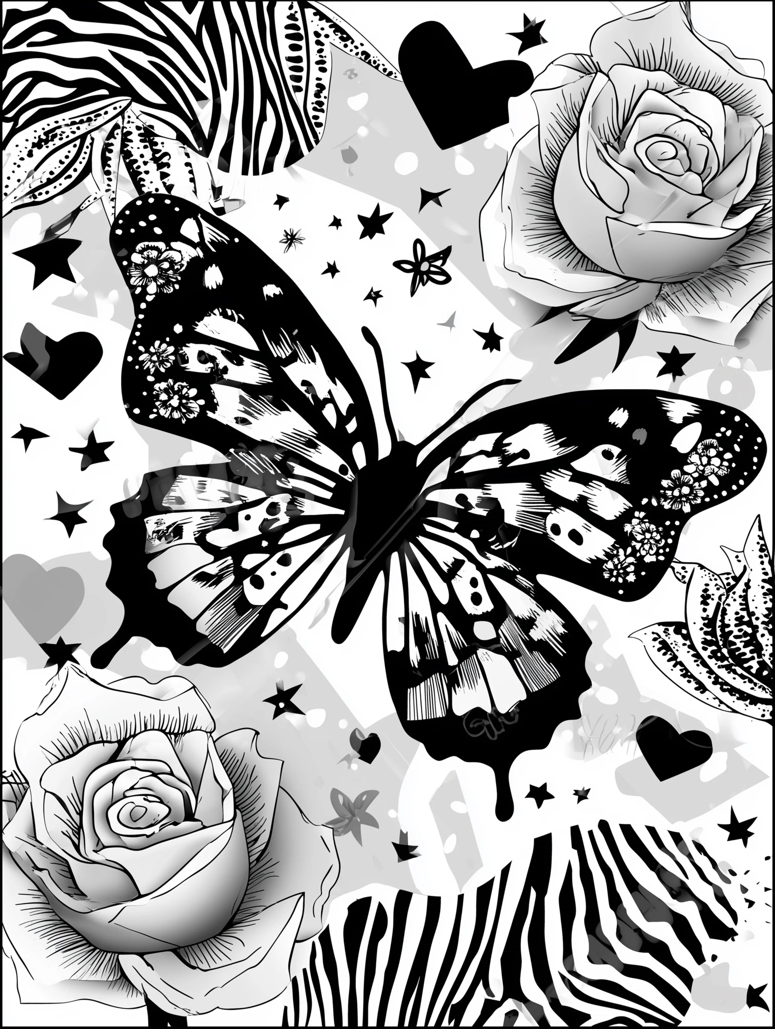 Free printable insect coloring page for adults featuring a pretty butterfly